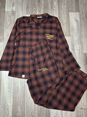 Taylor Swift Flannel Pajama Set I Almost Jumped In Evermore Large NWOT